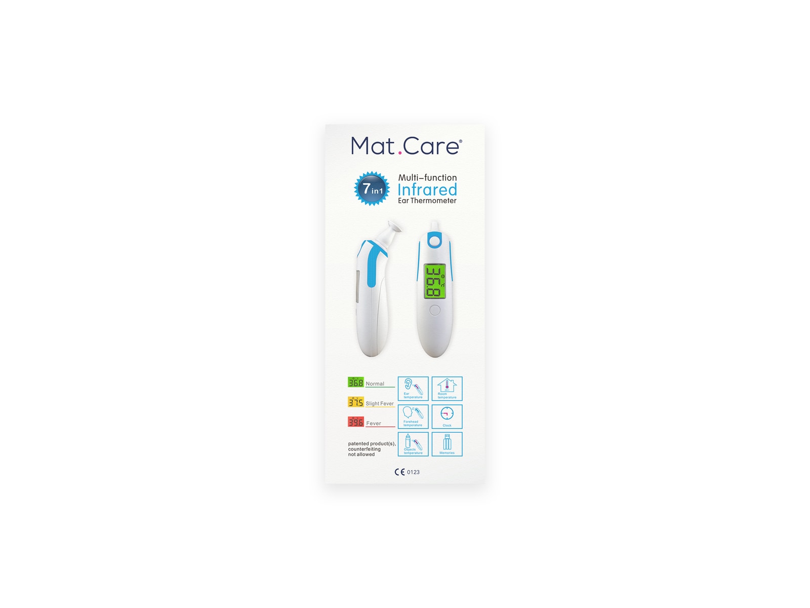 Mat Care infrarood voorhoofd- en oorthermometer - Afbeelding 1 van 6