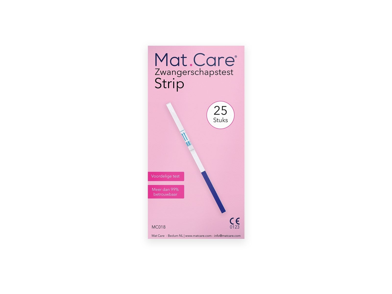 Mat Care Vroege Zwangerschapstest Strip XL pack - 25 testen - Afbeelding 1 van 1