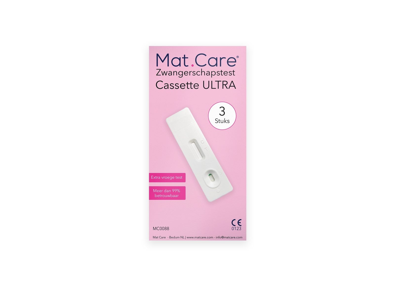 Mat Care Vroege Zwangerschapstest Cassette Ultra - 3 testen - Afbeelding 1 van 2